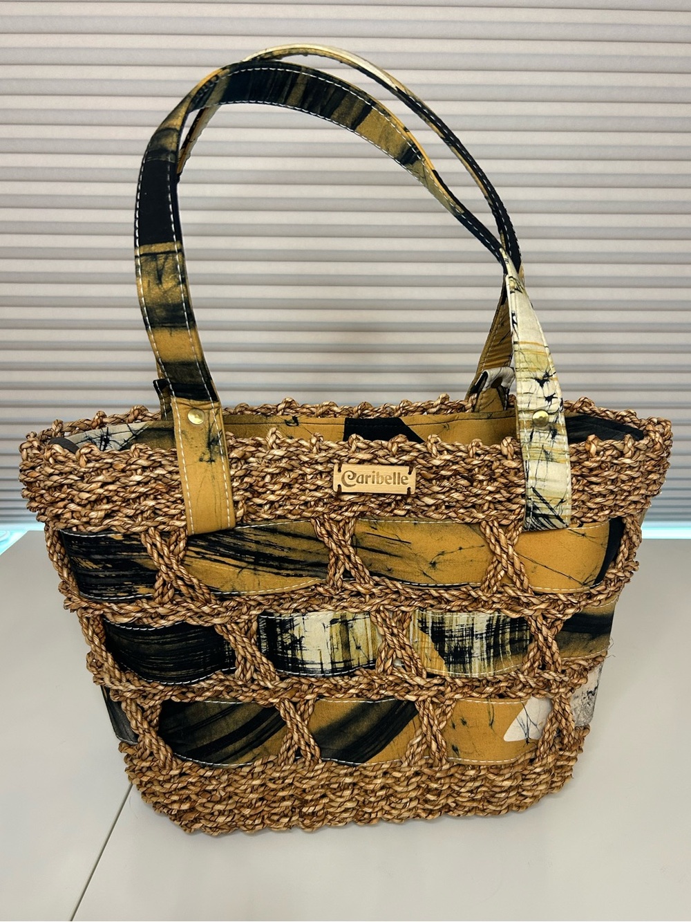 Caribelle Batik Straw & Batik Tote Bag St. Kitts Caribbean Boho Beach